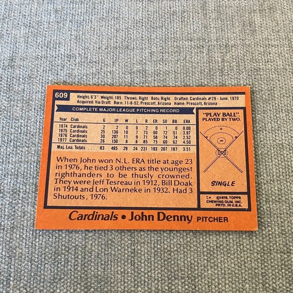 1978 Topps St. Louis Cardinals Baseball Card Trading Card
